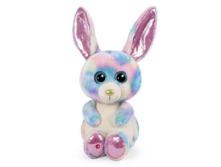 NICI Glubschis: Das Original – Glubschis Hase Rainbow Candy 45cm –Kuscheltier Hase mit großen Augen – Flauschiges Plüschtier mit Glitzeraugen – Schmusetier für Kuscheltierliebhaber