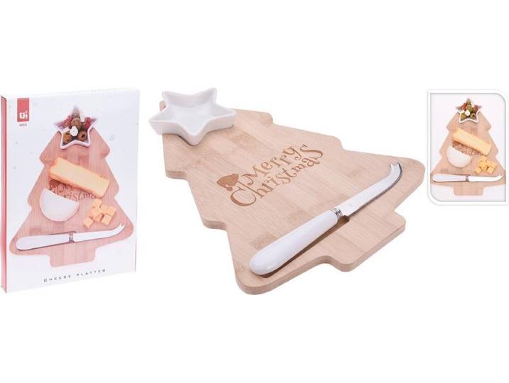Excellent Houseware - Kaasplank set - Cheese platter - 3 delig - Kerst - Kaasmes