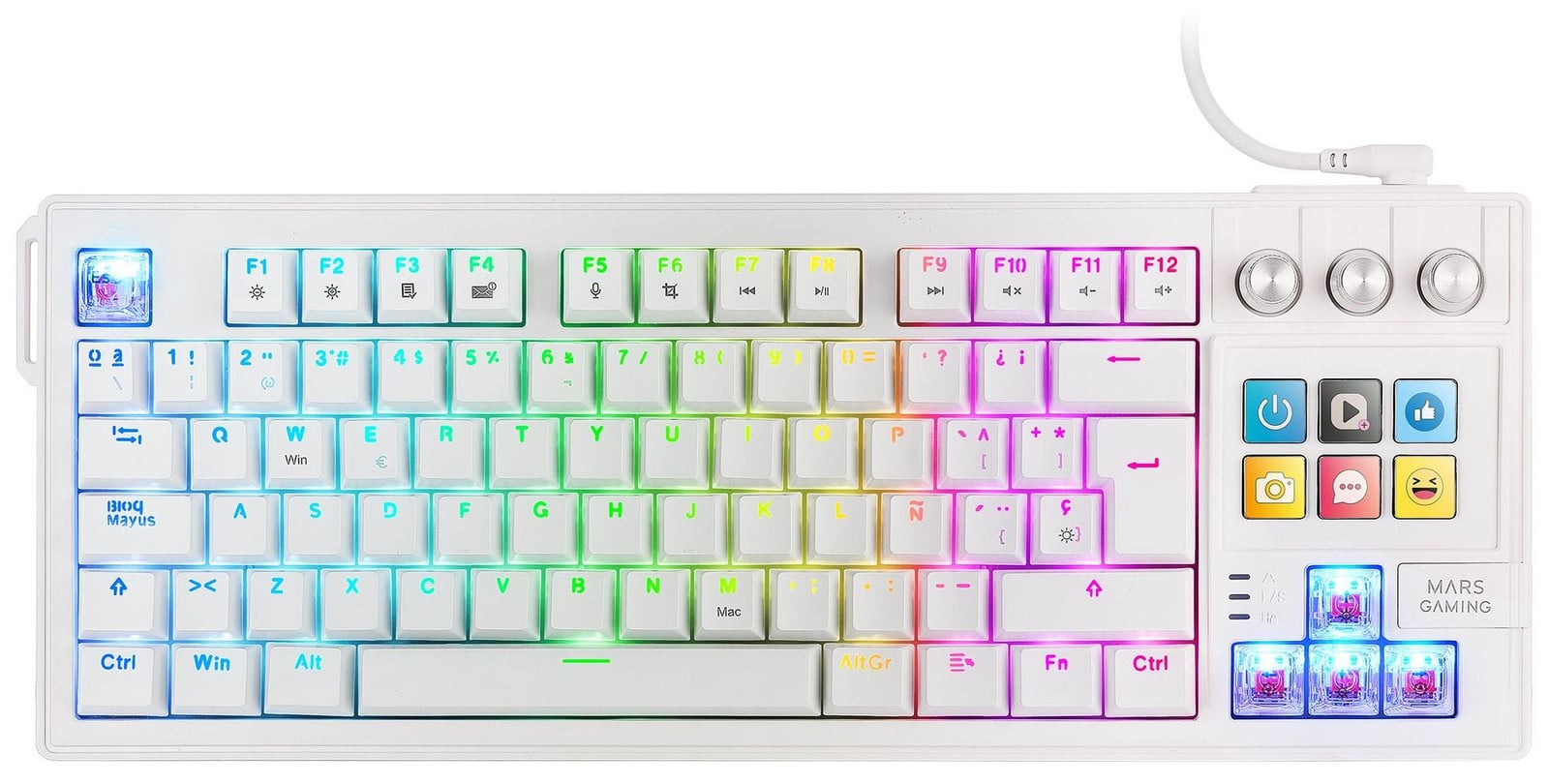 Mars Gaming MKMASTERW Mechanisch Toetsenbord, Tenkeyless, Wit