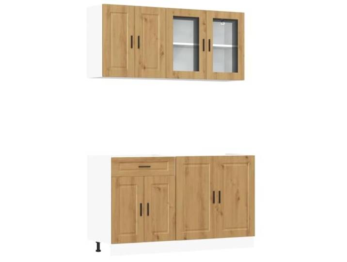 RJPLMFV Küchenschrank-Set, 4-teilig, Holz Verstellbare Füße, große Aufbewahrung, leicht zu reinigen, Wandbefestigung inklusive