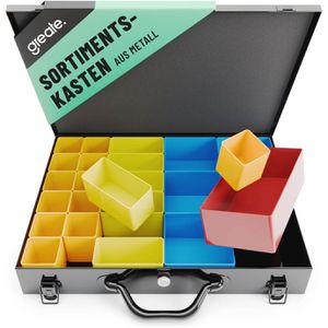 Greate Sortimentskasten 101400, 44,3 x 7 x 33,7 cm, Metall, mit 23 Fächern