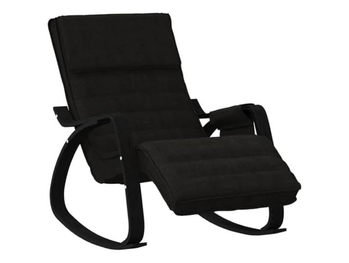 HFXHIJXQ Schaukelstuhl Schwarz Stoff Birkenholz Relaxstuhl Wohnzimmer Atmungsaktiver Polstersessel mit Kissen und robustem Gestell für Schlafzimmer und Lounge, beladen bis 110 kg.