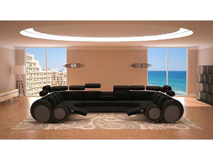 JVmoebel Wohnlandschaft Schwarzes Sofa aus Textil mit stilvollem Design und hoher Haltbarkeit, 1 Teile, Made in Europa