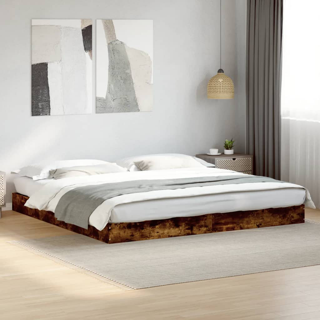 17 Stories Paulica Bed Smoked Oak Super King (6')
