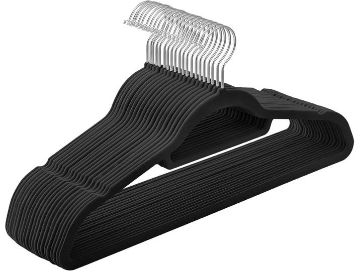 Kleiderbügel Samt 20er Set Silber-Schwarz