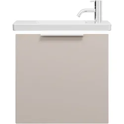 burgbad Eqio Keramik-Waschtisch inklusive Waschtischunterschrank mit LED-Beleuchtung, 530x315x540mm, SFPQ053F6583C0001G0146, Farbe: Lichtgrau Matt / Lichtgrau Matt, Griff Chrom G0146