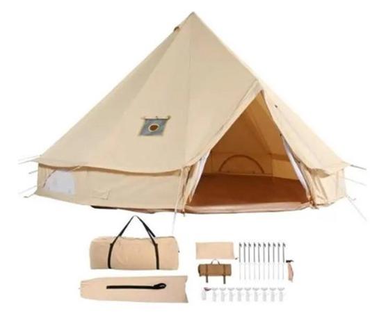 Campingzelt - Tipt Zelt - Durchmesser 3 m - Geeignet für 3-4 Personen - Beige
