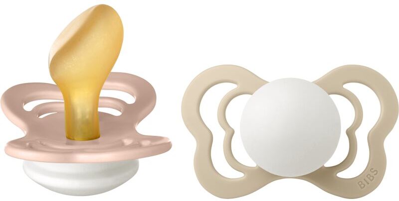 BIBS Couture Glow Natural Rubber Size 2: 6+ months tétine Blush / Vanilla 2 pcs