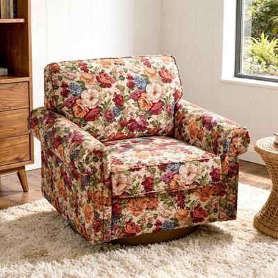 Lumibee Modern Upholstered Swivel Accent Chair with Rolled Arm