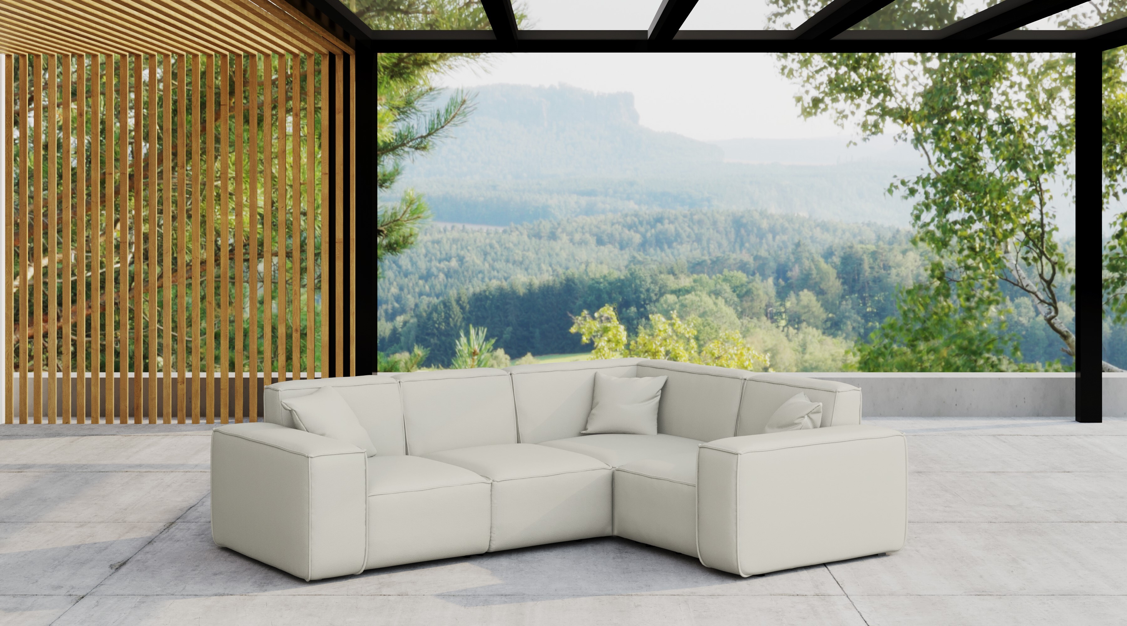 Kaiser Möbel, Gartenmöbel Ecksofa für den Garten MALIBU, die Terrasse, den Hof, gemütliche groß, Gartenmöbel eckcouch, ODYSSEY Creme Rechts