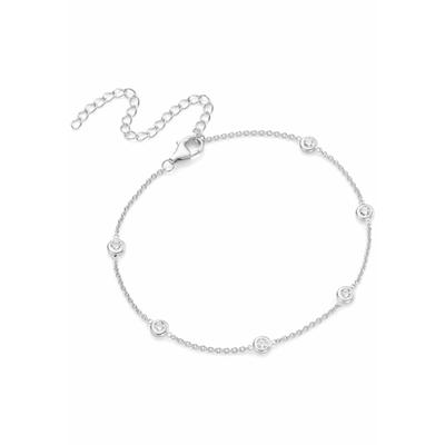 Fußkette FIRETTI "Schmuck Geschenk Silber 925 Körperschmuck Ankerkette Zwischenteile", silber (silber, 925, weiß), Fußketten, Damen, Silber 925 (Sterlingsilber), mit Zirkonia (synth.)