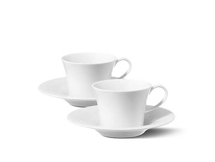 KPM Berlin BERLIN Espresso-Set 4 tlg., Porzellan, weiße Espressotassen mit Untertassen, Entwurf Enzo Mari, im Geschenkkarton