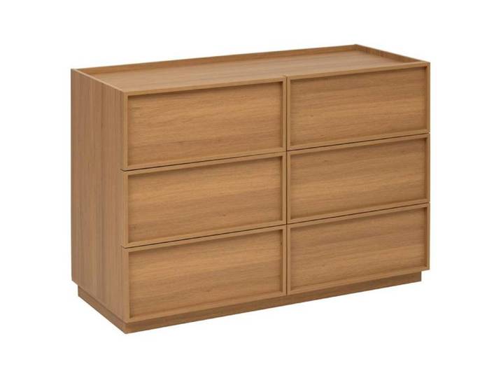 Commode 6 tiroirs avec poignées invisibles effet bois - 5five