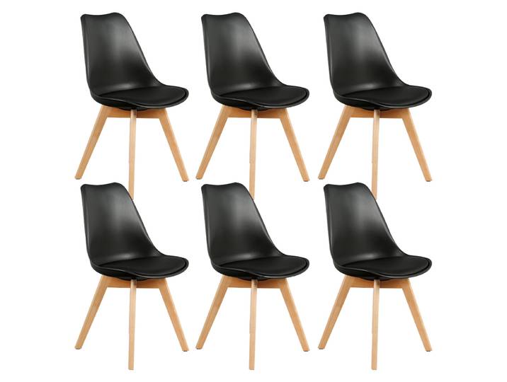 Altobuy - Medaline - Lot De 6 Chaises Scandinaves Noires
