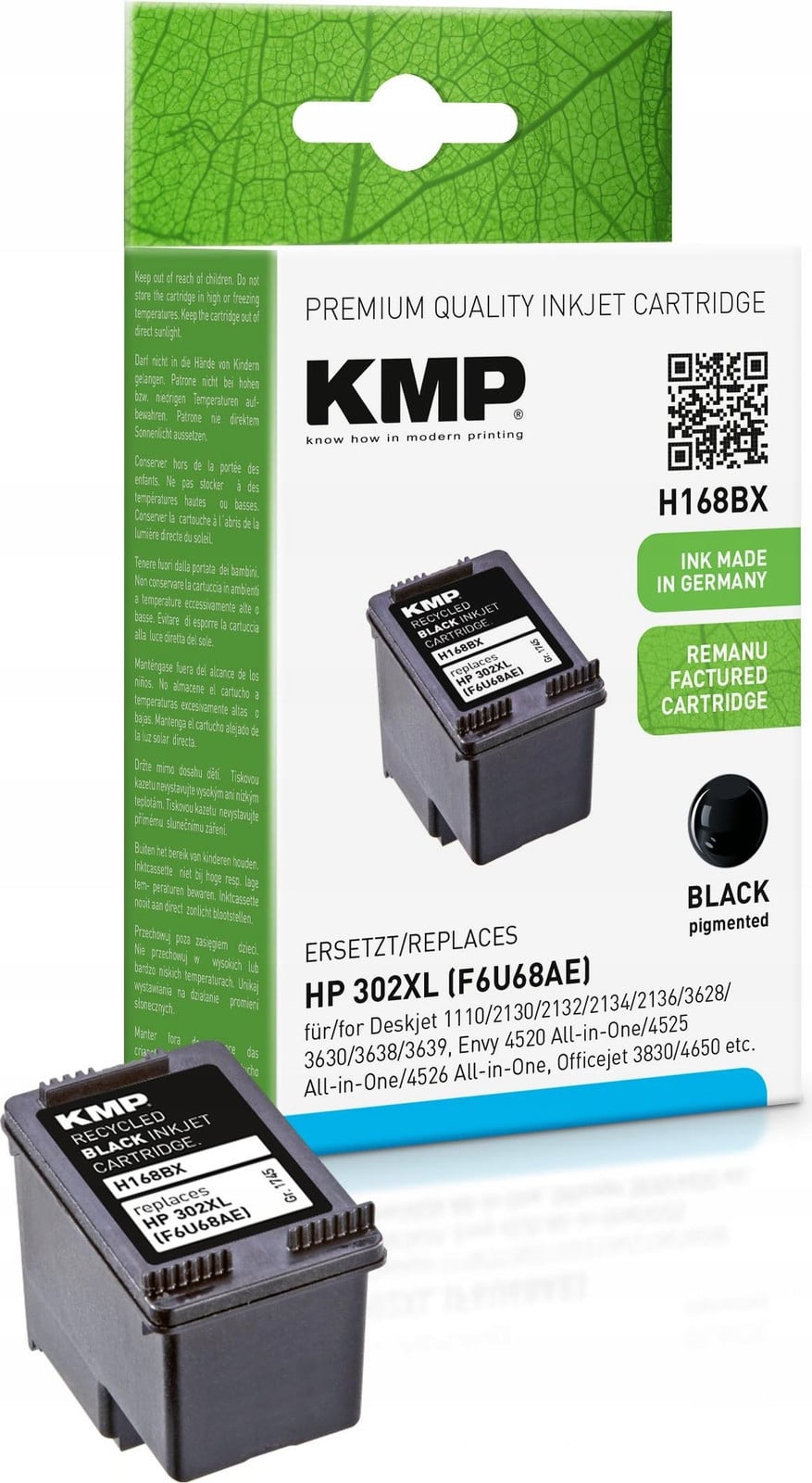 KMP 1745,4001 KMP H168BX Kleurcartridge zwart compatibel met HP F6U68AE