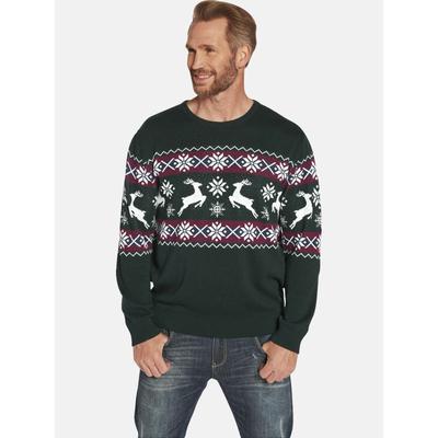 Rundhalspullover JAN VANDERSTORM "Pullover TORE", Herren, Gr. L, grün (grün gemustert), Obermaterial: 50% Baumwolle CO. 50% Polyacryl PAN., gemustert, normal, Rundhals, Pullover Rundhalspullover