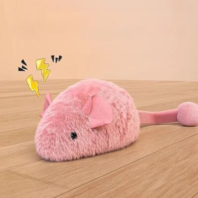 Uplifted Goods Interactive Plush Mouse Toy For Cats pink 5.9in