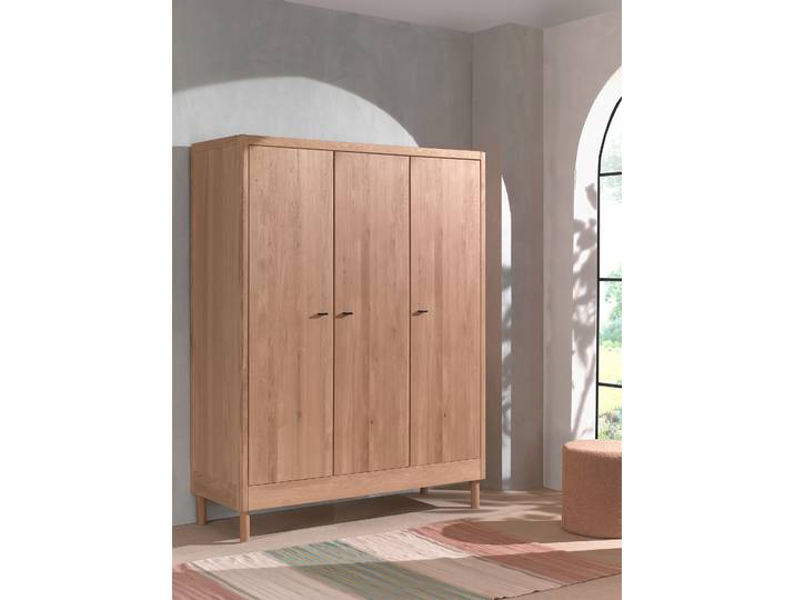 Armoire en bois massif 146cm Marron/Chêne