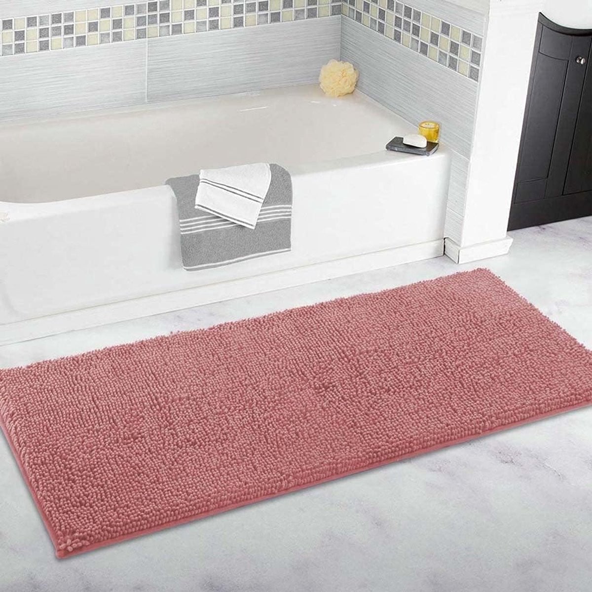 Badkamer Loper Douche vloerkleed Badkamer Comfort Ultrazacht Chenille Extra Groot Roze