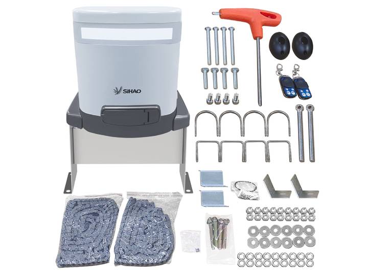 Ouvre-porte coulissant automatique SIHAO 800 kg, opérateur de porte de garage avec capteur infrarouge et 2 télécommandes, installation facile sans soudure