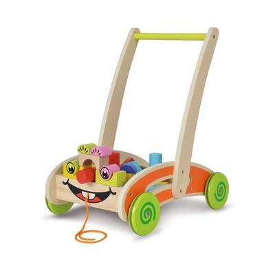 Eichhorn 100001833 - Spiel- und Lauflernwagen mit 35 bunten Bausteinen aus Holz