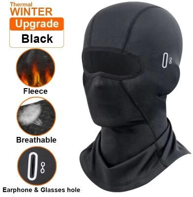 Inspired Finds Thermal Winter Balaclava Full Face Mask For Cycling, Motorcycle Riding, Skiing, And Outdoor Sports winter Upgrade Black
