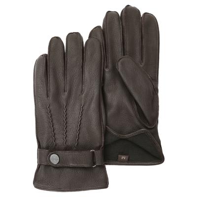 Lederhandschuhe PEARLWOOD "Planar", Herren, Gr. 10, braun (hazel), Ziegenleder, unifarben, Handschuhe, Verstellbarer Lederriegel