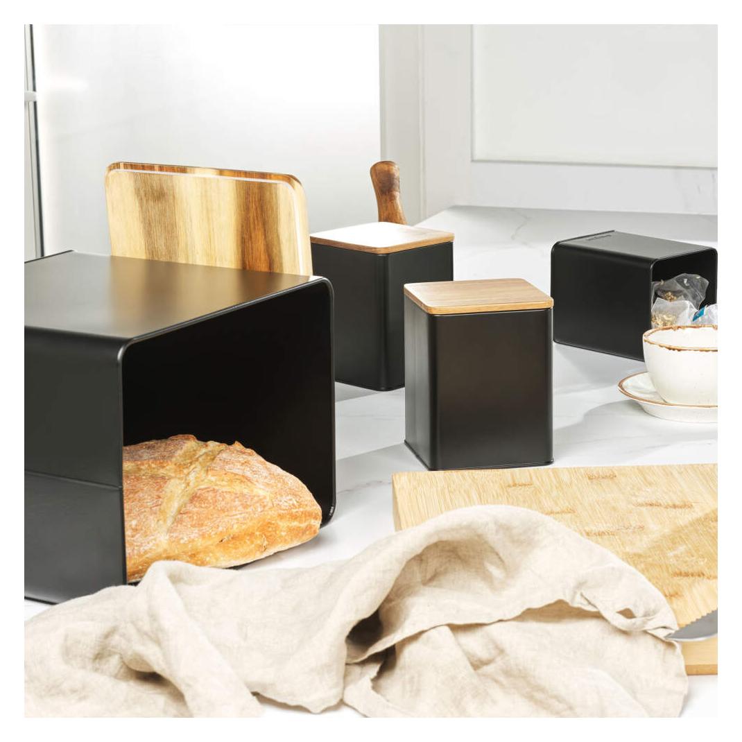 Salter BW129001EU7 Toronto 4-Piece Bread Bin & Canister Set - Black (BW129001EU7)