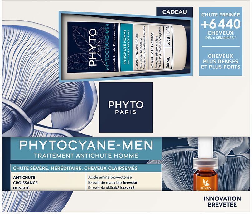 Phytocyane Men ANTI-QUEDA De Cabelo + Conjunto De Shampoo 2 Pcs