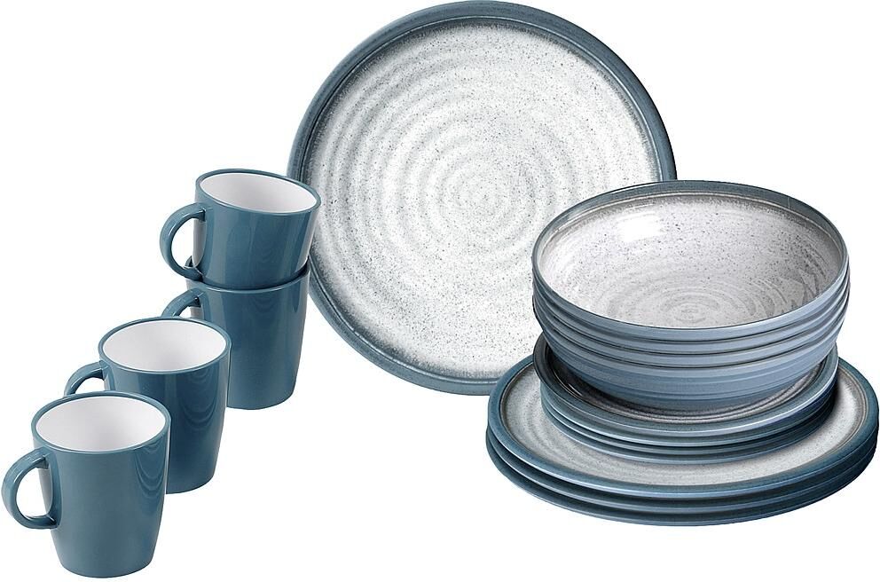Besteck-Set BRUNNER "16-teilig", blau, Essbesteck-Sets, Metall, Besteck-Set blau Einheitsgröße