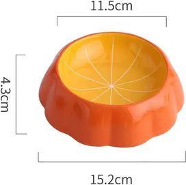 Inspire Curations FruityPaws Ceramic Pet Bowl For Cats & Small Dogs pumpkin Bowl