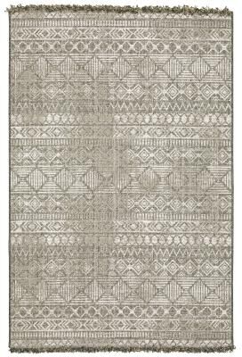 Style Haven Grayton Tribal Inspired Beige/ Black Indoor-Outdoor Fringe Edge Rug