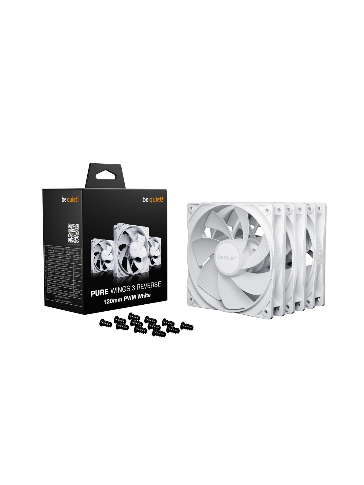 be quiet! PURE WINGS 3 120 White Reverse (3-pack) - Gehäuselüfter - 120mm - Weiß - 30 dBA