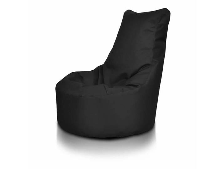 Fauteuil pouf haut dossier polyester billes polystyrène extérieur/intérieur 85x80 noir Ecopuf