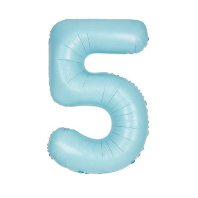 XL Folienballon hellblau matt Zahl 5