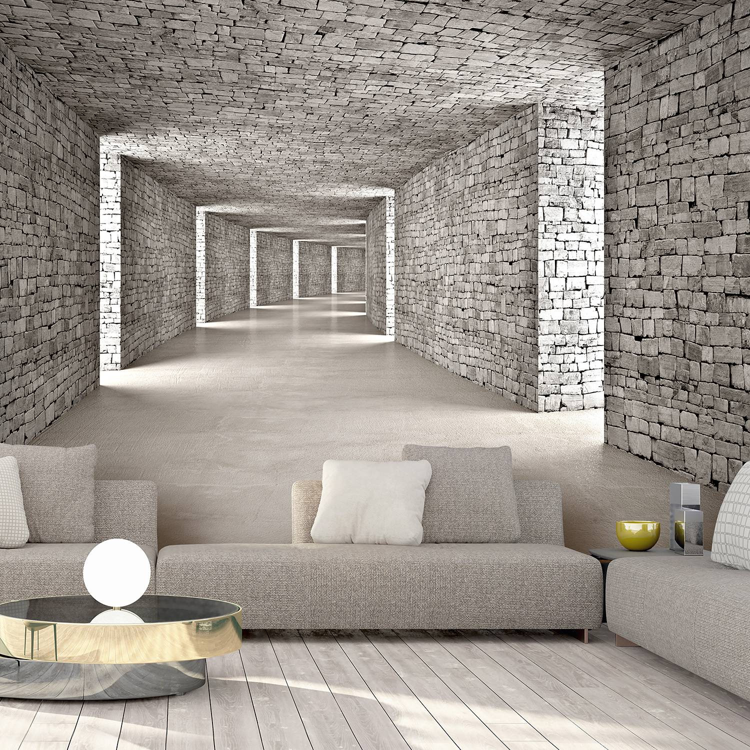home24 Vlies-fotobehang Mysterious Tunnel, Grijs, B: 400 cm, H: 280 cm