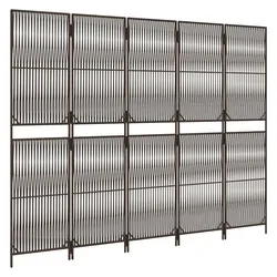 vidaXL, Paravent + Raumteiler, Paravent Raumteiler Sichtschutz Trennwand 5-tlg. Braun Poly Rattan (245 x 180 cm)