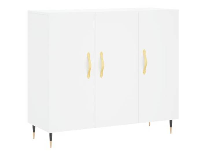 GHVBNMF Sideboard Weiß 90x34x80 cm Kommode mit Türen Holzwerkstoff Moderne Anrichte für Wohnzimmer und Flur: Stabil gestalteter Beistellschrank in Weiß mit Metallbeinen und viel Stauraum.