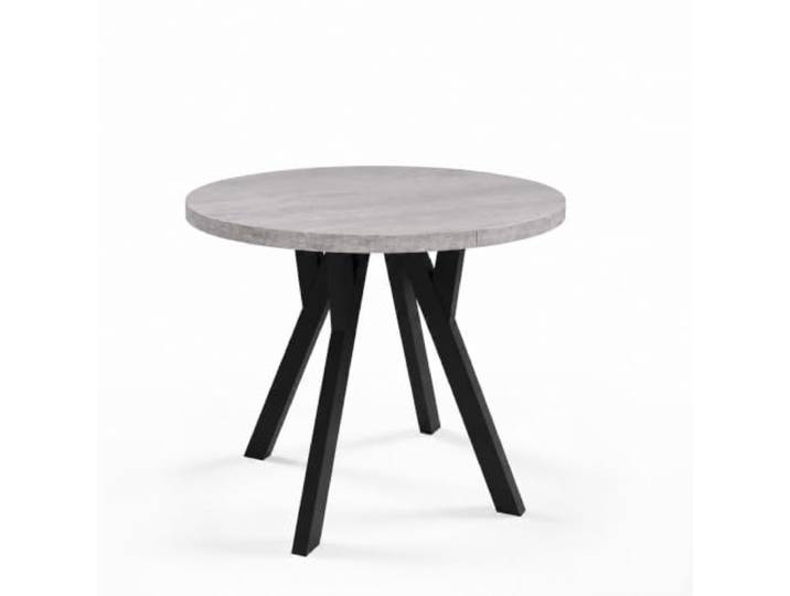 VENASI MÖBEL Runder ausziehbarer Esstisch 80-160 cm ATO Beton, Auszugstisch Küchentisch & Wohnzimmertisch, kratzfeste Tischplatte, ausgezogen bis 160 cm