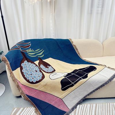 Shop Station Abstract Geometric Throw Blanket With Tassels Cozy Knitted Sofa, Bed & Picnic Blanket c 51.18 62.99 In