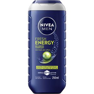 Nivea Duschgel Men Fresh Energy 5in1, für Männer, pH-hautneutral, Flasche, 250 ml
