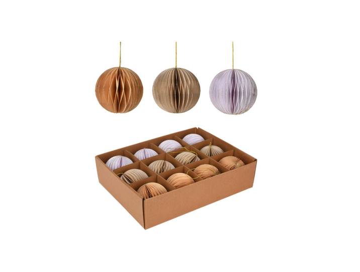 Mobili Rebecca Baumornamente Set, 12 pieces Mehrfarbig 8/8/8 cm, Mehrfarbig, Papier, 8x8x8 cm, Dekoration, Weihnachtsdekoration, Christbaumschmuck