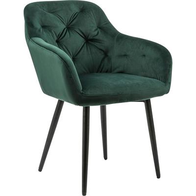 Esszimmerstuhl SALESFEVER "Coventry Komfortabler Polstertuhl im eleganten Stil", grün (grün, schwarz), B:61cm H:85cm T:45cm, 100% Polyester, Metall, Stühle, Esszimmerstuhl, Stilvoll mit eleganter Knopfheftung
