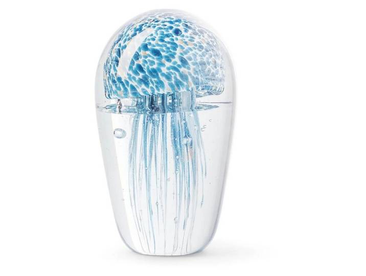 Briefbeschwerer Jellyfish in Glas Blau H: 15 cm Abhika