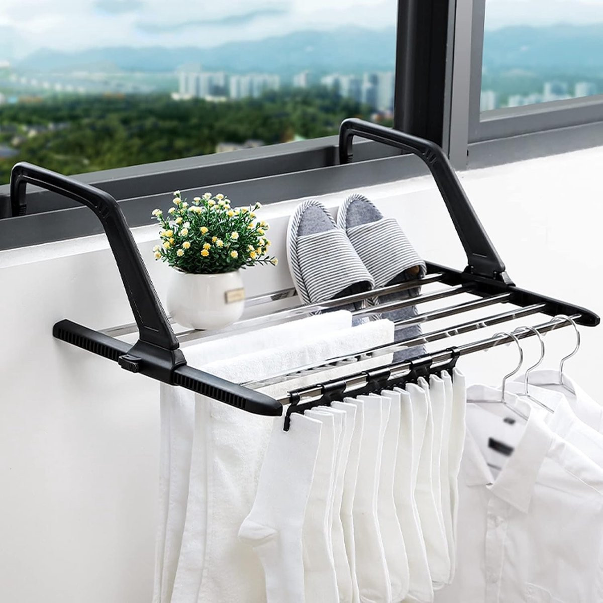 Inklapbaar droogrek voor kleding, zwart, breedte: 56 cm