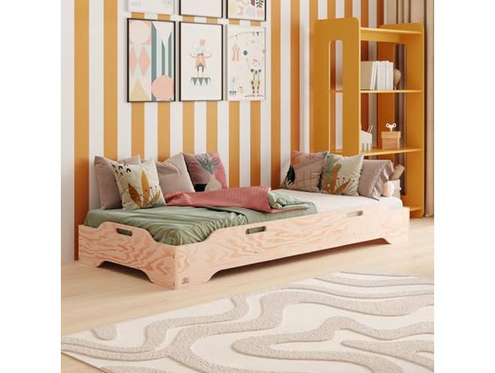 smartwood Stapelbett 90x200 cm mit Lattenrost, aus Holz, Holz, TILA 8 Kinderbett, Belastbar bis 230kg, Kompatibel mit TILA-Serie Betten, FSC-Kiefernsperrholz, abgerundete Kanten, Einfache Montage