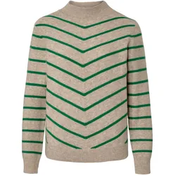 Tchibo - Gestreifter Strickpullover mit Stehkragen - Damen - Gr. S - beige/gestreift