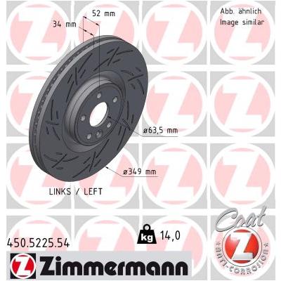 ZIMMERMANN Bremsscheibe 450.5225.54 Vorderachse links Geschlitzt 349mm 34mm für JAGUAR LAND ROVER