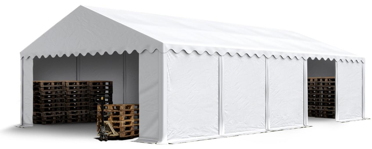 TOOLPORT Lagerzelt 5x10 m Industriezelt Unterstand PVC Plane 750 N weiß mit Bodenrahmen