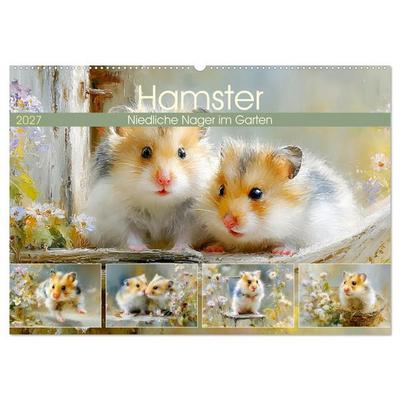 Hamster. Niedliche Nager im Garten (Wandkalender 2027 DIN A2 quer), CALVENDO Monatskalender